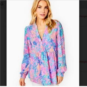Lilly Pulitzer Winona Knit Tunic Top Multi Splendor In The Sand
